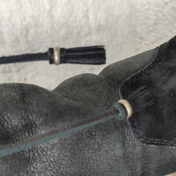 Ugg Shearling Classic Boot Tassels Womens 6 Black Suede Shoes glitter 8 - Picture 5 of 16